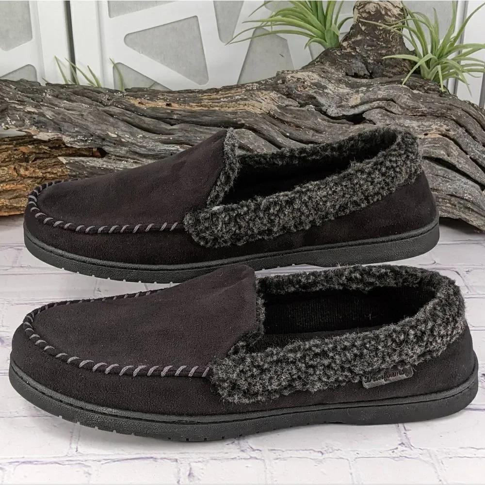 NIB Dearfoams Eli Microsuede Moccasin Slipper w/ Whipstitch - Size Large (11-12)